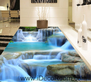Waterfall Pool Stage 00094 Floor Decals 3D Wallpaper Wall Mural Stickers Print Art Bathroom Decor Living Room Kitchen Waterproof Business Home Office Gift