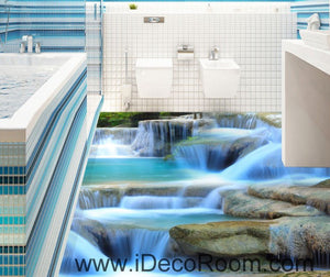 Waterfall Pool Stage 00094 Floor Decals 3D Wallpaper Wall Mural Stickers Print Art Bathroom Decor Living Room Kitchen Waterproof Business Home Office Gift