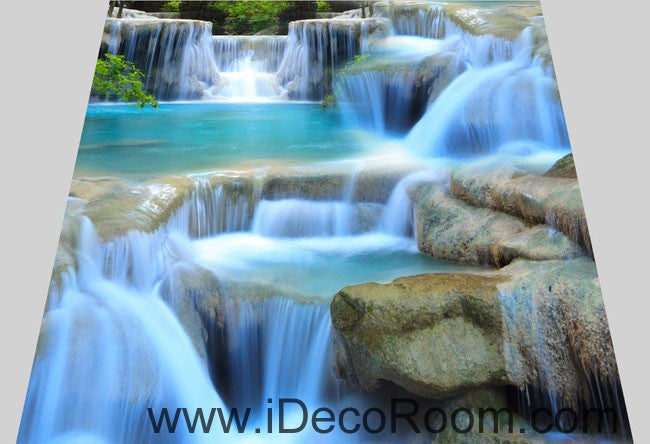 Waterfall Pool Stage 00094 Floor Decals 3D Wallpaper Wall Mural Stickers Print Art Bathroom Decor Living Room Kitchen Waterproof Business Home Office Gift