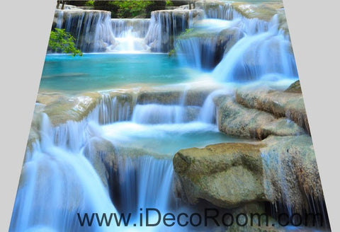 Image of Waterfall Pool Stage 00094 Floor Decals 3D Wallpaper Wall Mural Stickers Print Art Bathroom Decor Living Room Kitchen Waterproof Business Home Office Gift