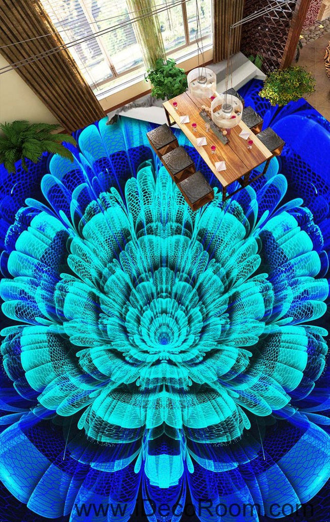 Blue Lotus Flower 00098 Floor Decals 3D Wallpaper Wall Mural Stickers Print Art Bathroom Decor Living Room Kitchen Waterproof Business Home Office Gift