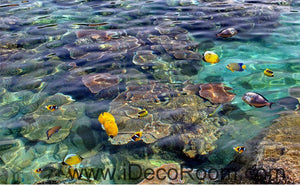 Sponge Fish Rock Tropical Ocean 00099 Floor Decals 3D Wallpaper Wall Mural Stickers Print Art Bathroom Decor Living Room Kitchen Waterproof Business Home Office Gift