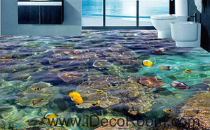 Sponge Fish Rock Tropical Ocean 00099 Floor Decals 3D Wallpaper Wall Mural Stickers Print Art Bathroom Decor Living Room Kitchen Waterproof Business Home Office Gift
