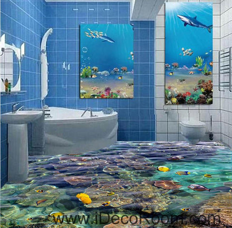 Image of Sponge Fish Rock Tropical Ocean 00099 Floor Decals 3D Wallpaper Wall Mural Stickers Print Art Bathroom Decor Living Room Kitchen Waterproof Business Home Office Gift