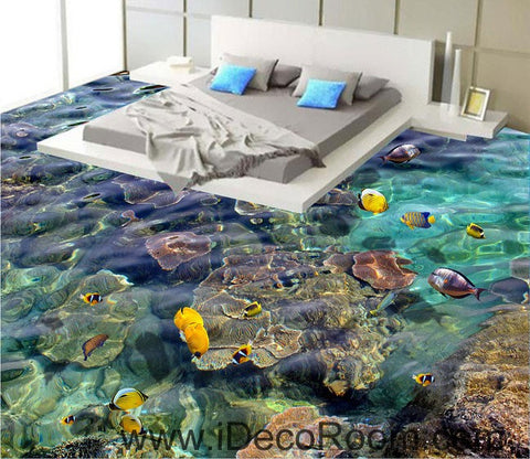 Image of Sponge Fish Rock Tropical Ocean 00099 Floor Decals 3D Wallpaper Wall Mural Stickers Print Art Bathroom Decor Living Room Kitchen Waterproof Business Home Office Gift