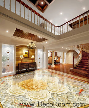 Pompon Flower Pattern 00100 Floor Decals Print Art Bathroom Decor Living Room Kitchen Waterproof Business Home Office Gift