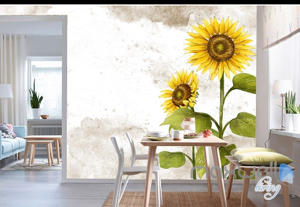 Fashion hand painted sunflower entire room wallpaper wall mural decal IDCQW-000006