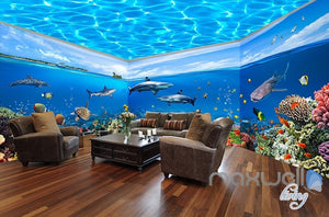Fish tank ocean park theme space entire room wallpaper wall mural decal IDCQW-000012
