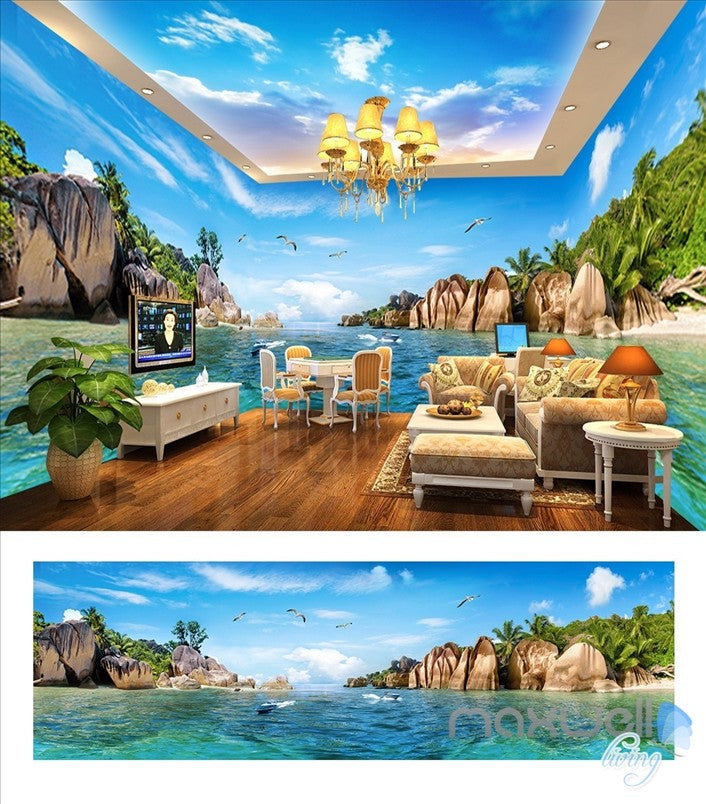 Hawaii Sea view theme space entire room wallpaper wall mural decal IDCQW-000016
