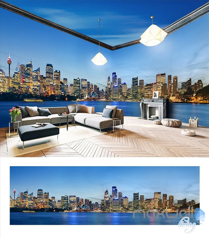 Image of Sydney city Opera house theme space entire room 3D wallpaper wall mural decal IDCQW-000017