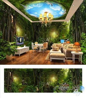 Deep forest wallpaper custom size IDCQW-000018 530x82in+185X136in non-woven paper