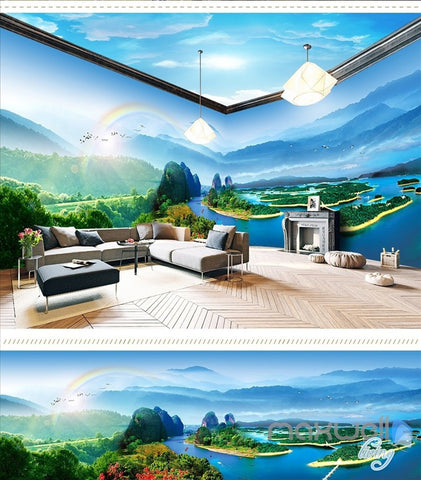 Image of Landscape landscape theme space entire room wallpaper wall mural decal IDCQW-000033