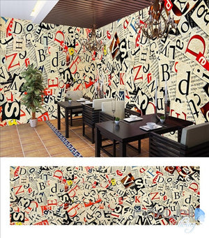 Retro newspaper theme space entire room wallpaper wall mural decal IDCQW-000034