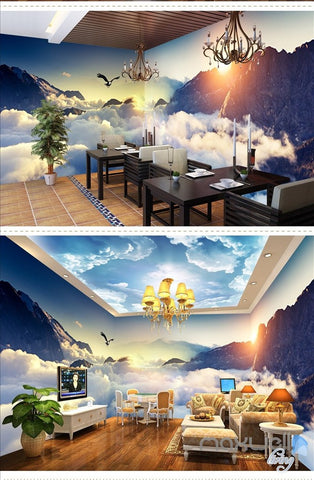 Image of Cloud sea peak theme space entire room wallpaper wall mural decal IDCQW-000036