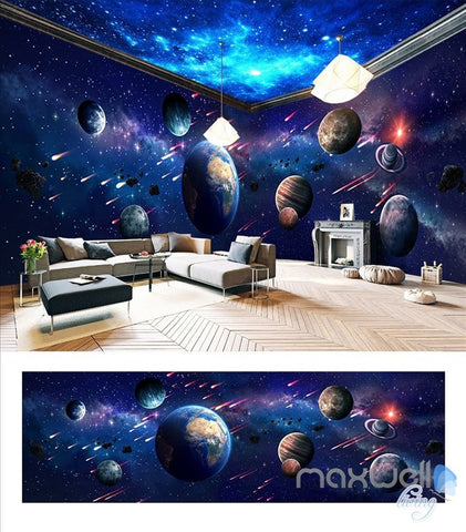 Image of Space universe planet theme space entire room wallpaper wall mural decal IDCQW-000041
