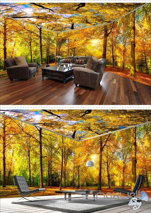 Maple forest theme space entire room wallpaper wall mural decal IDCQW-000045