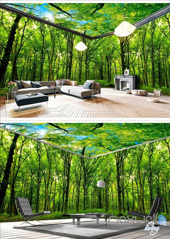 Image of Virgin forest Morning Sunrise theme space entire room wallpaper 3D wall mural decal IDCQW-000046