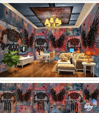 Image of Metal iron plate horror theme space entire room wallpaper wall mural decal IDCQW-000051