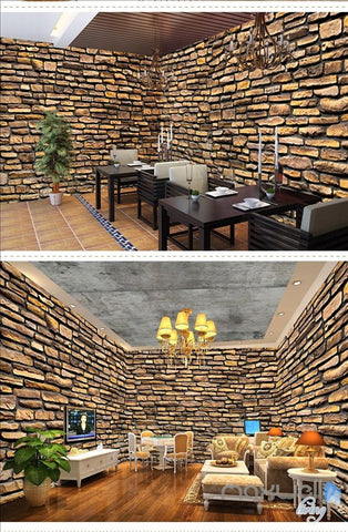 Image of Retro brick wall theme space entire room wallpaper wall mural decal IDCQW-000052