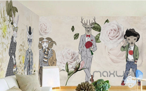 Image of Animal chrysanthemum rose Entire Room wallpaper art wall mural prints IDCQW-000062