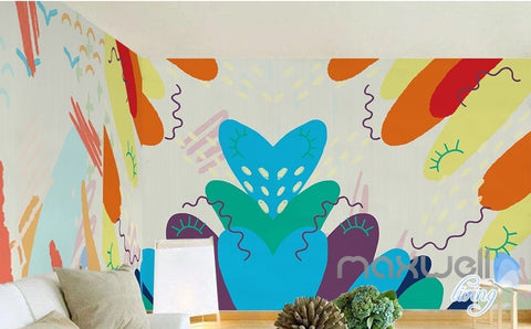 Image of Modern simple hand painted abstract graffiti children house entire room wallpaper wall mural decal IDCQW-000065