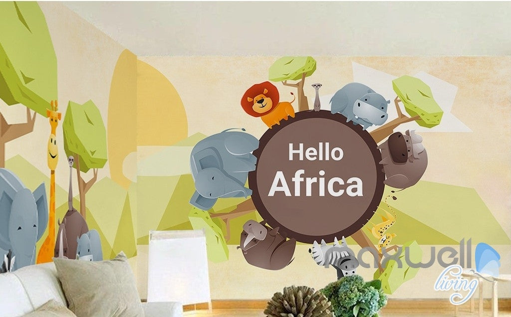 African savannah animal paradise fresh nature entire room wallpaper wall mural decal IDCQW-000072