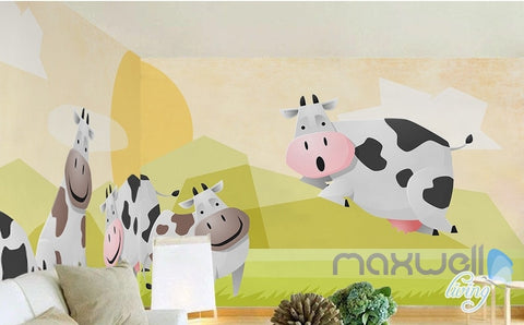 Image of Scandinavian fresh freshness natural grass cows sunrise entire room wallpaper wall mural decal IDCQW-000073