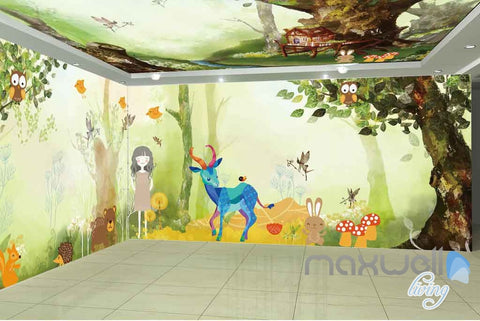 Image of Tree House Animals Entire Room Wallpaper Wall Murals Art Print Childcare Decals IDCQW-000080