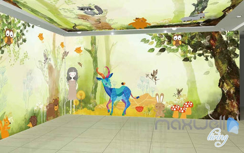 Image of Tree House Animals Entire Room Wallpaper Wall Murals Art Print Childcare Decals IDCQW-000080