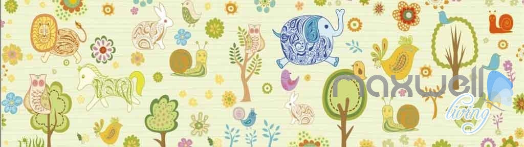 Owl Tree Elephant Rabit Entire Room Wallpaper Wall Murals Art Print Kids Decor IDCQW-000081