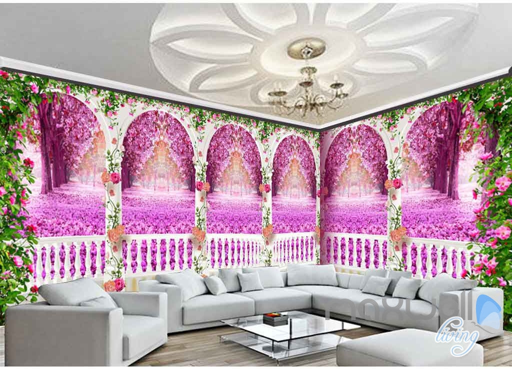 3D Rose Vine Arch Entire Room 3D Wallpaper Wall Murals Art Print Wedding Decor IDCQW-000083