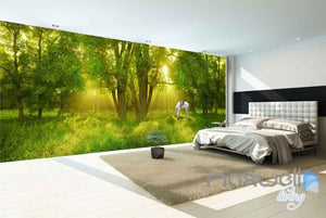 3D Large Tree Forest Horse Entire Room Wallpaper Wall Murals Art Prints IDCQW-000096