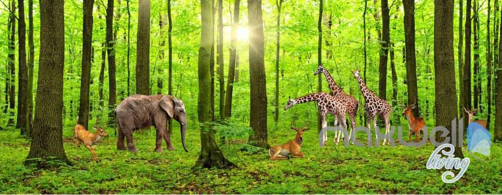 3D Forest Animals Entire Room Wallpaper Wall Murals Art Prints IDCQW-000098