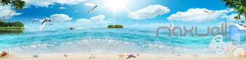 Image of 3D Ocean Tropical Island Entire Room Wallpaper Wall Murals Art Prints  IDCQW-000102