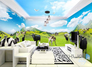 3D Farm Animals Mountain Cow Entire Room Wallpaper Wall Murals Prints IDCQW-000105