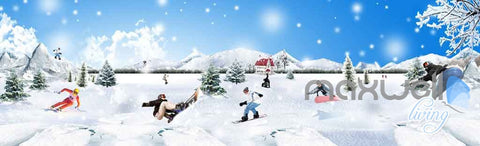 Image of 3D Snow Mountain Ski Entire Room Wallpaper Wall Murals Art Prints IDCQW-000109