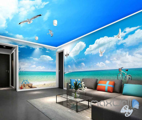 Image of 3D Shell Coastal View Entire Room Wallpaper Wall Murals Art Prints IDCQW-000110