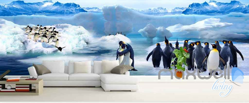 3D Antarctic Pole Penguins Ice Entire Room Wallpapar Wall Murals Prints IDCQW-000114