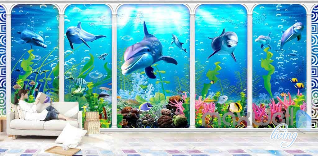 3D Underwater aquarium fish Entire Room Wallpaper Wall Murals Prints IDCQW-000115
