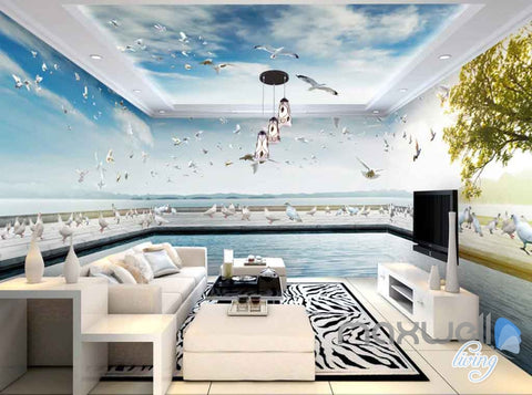 Image of 3D Pegians River Tree View Entire Room Wallpaper Wall Murals Art Prints IDCQW-000120