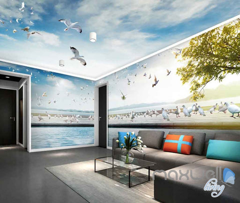 Image of 3D Pegians River Tree View Entire Room Wallpaper Wall Murals Art Prints IDCQW-000120