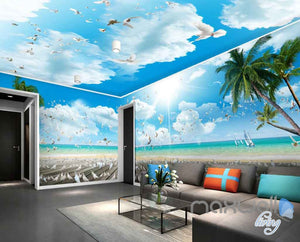 3D Beach Decking Pegion Entire Room Wallpaper Wall Murals Art Prints IDCQW-000123