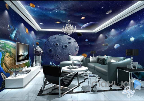 Image of 3D Earth Planet Ceiling Entire Room Wallpaper Wall Murals Art Prints IDCQW-000130