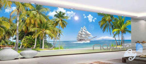3D Tropical Island Sail Entire Living room Wallpaper Murals Art Prints IDCQW-000132