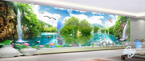 3D Wallterfall Lake View Entire Room Wallpaper Wall Murals Art Prints IDCQW-000135