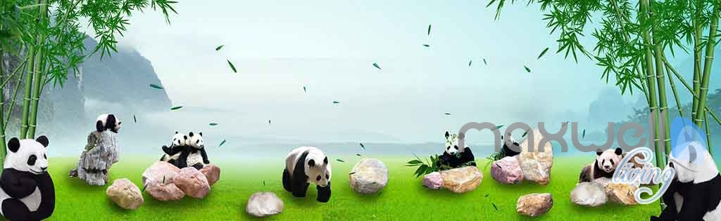 3D Panda Paradise Bamboo Entire Room Wallpaper Wall Murals Art IDCQW-000140
