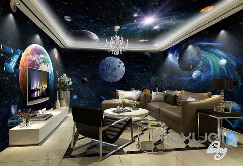 Image of 3D Galaxy Solar System Entire Room Wallpaper Wall Murals Art Prints IDCQW-000141