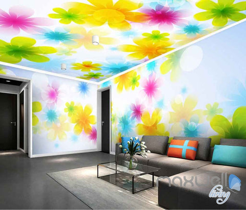 Image of 3D Bright Watercolor Flowers Entire Living Room Bedroom Wallpaper Wall Murals Art IDCQW-000146