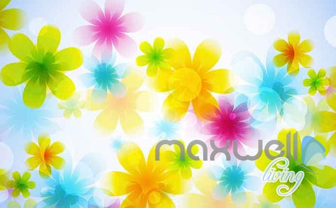 Image of 3D Bright Watercolor Flowers Entire Living Room Bedroom Wallpaper Wall Murals Art IDCQW-000146