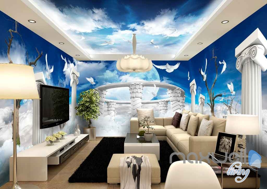 3D Pillar Heaven Entire Room Bedroom Wallpaper Wall Murals Art Prints IDCQW-000150